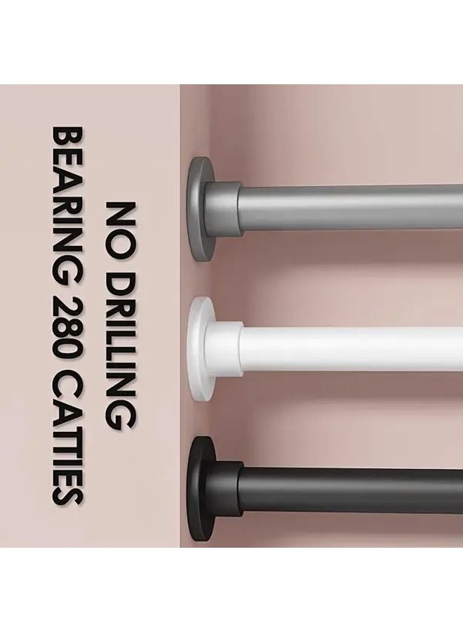 Adjustable Telescopic Shower Curtain Rod No Drilling Tension Mount White 110 200cm - Image 1